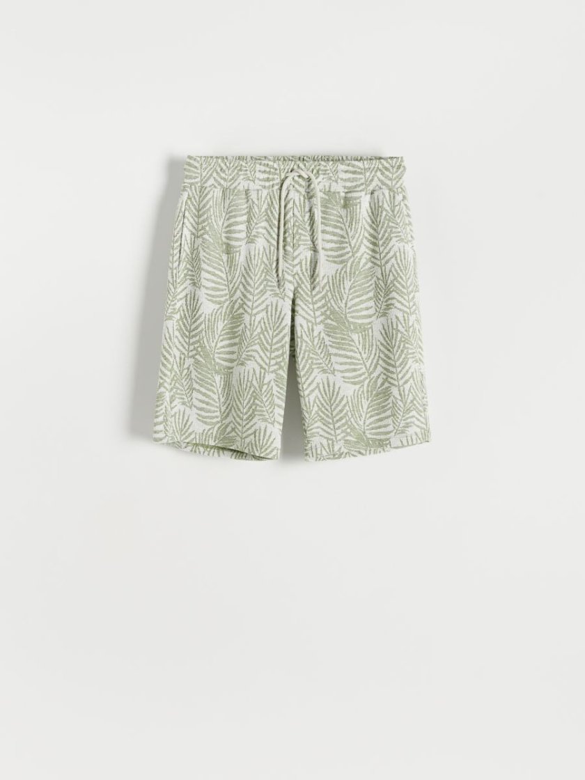 Patterned Regular Shorts — Olive