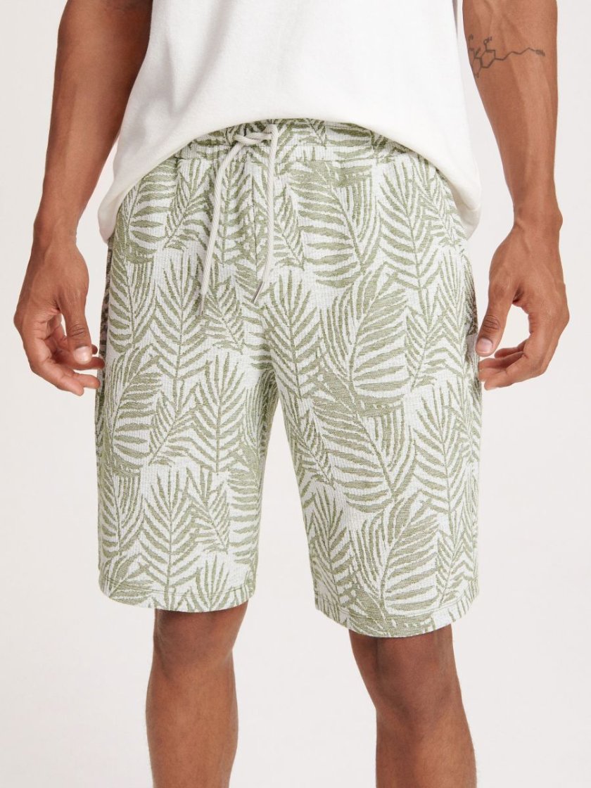 Patterned Regular Shorts — Olive