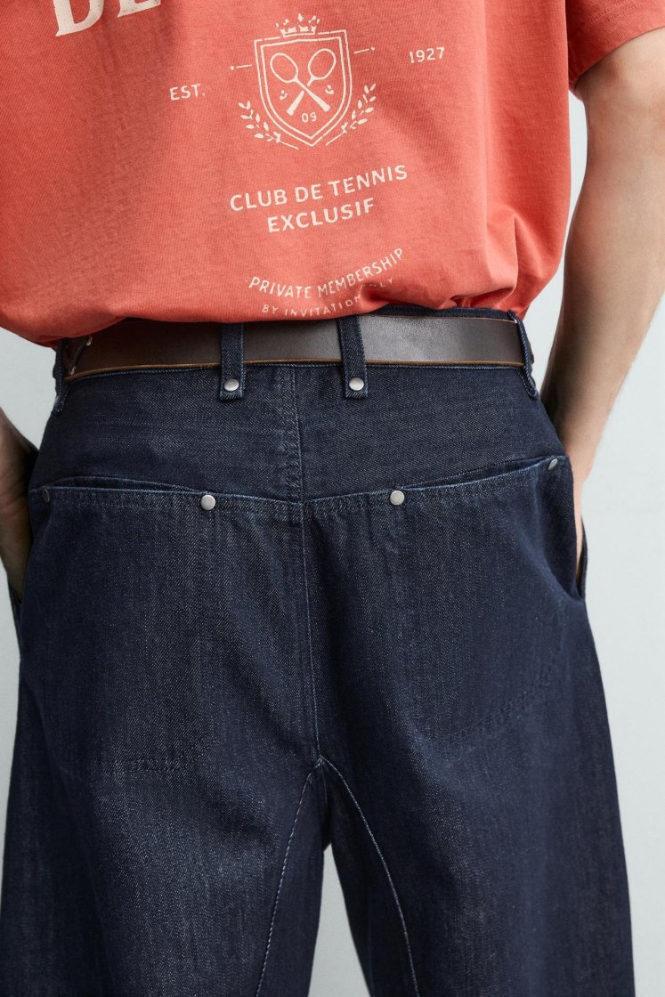 Zara Belted Ankle Cargo Pants — Navy