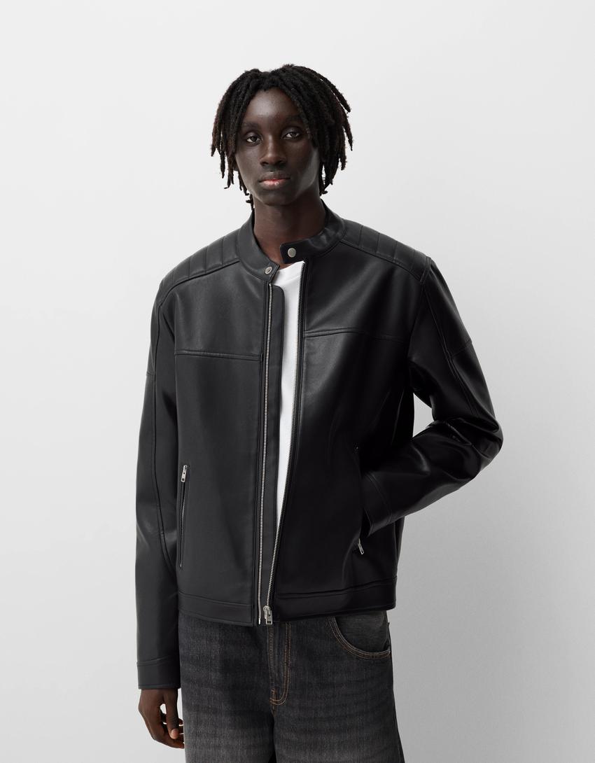 Blouson Biker Cuir Noir