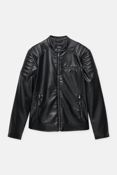 Blouson Biker Simili Noir