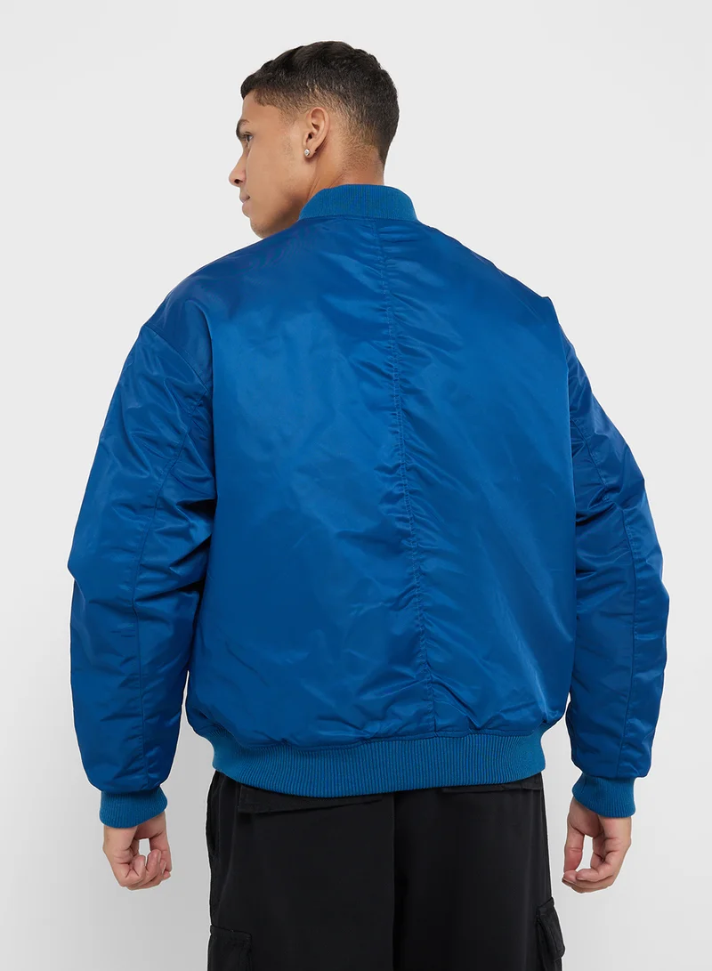 Jack  & Jones Ribbed Cuff Bomber Jacket — Royal