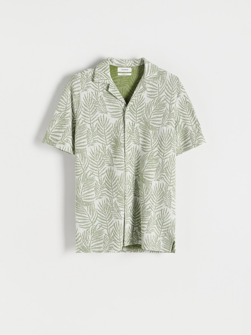 Shadow Print Statement Shirt — Olive