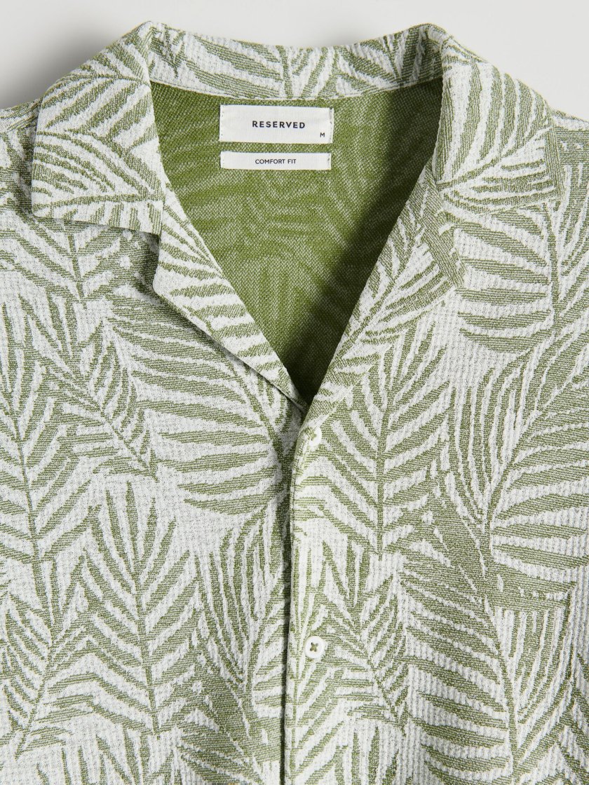 Shadow Print Statement Shirt — Olive