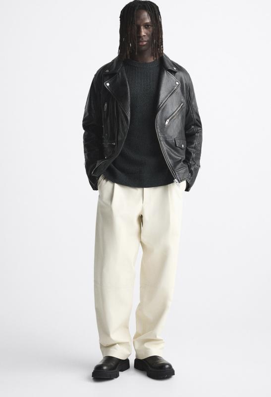 Zara Faux Leather Biker Jacket — Black
