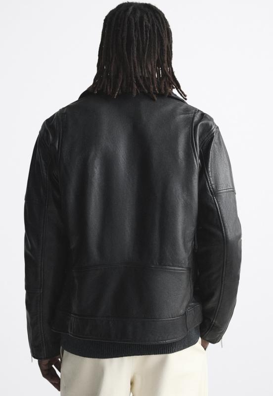 Zara Faux Leather Biker Jacket — Black