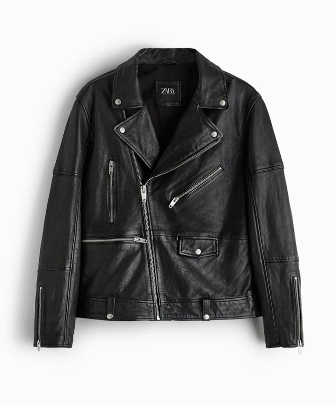 Zara Faux Leather Biker Jacket — Black