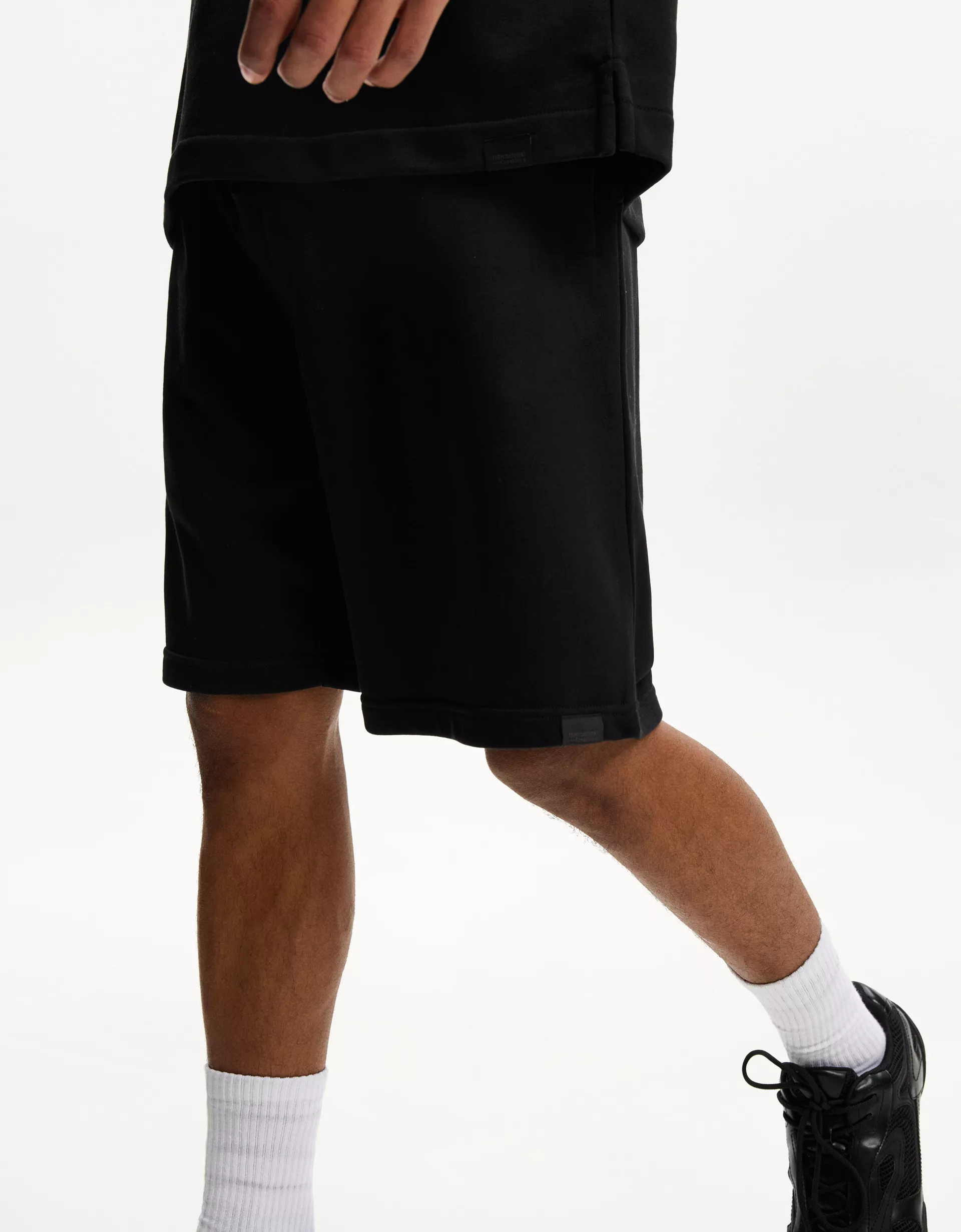 Bershka Fleece Bermuda Shorts — Black
