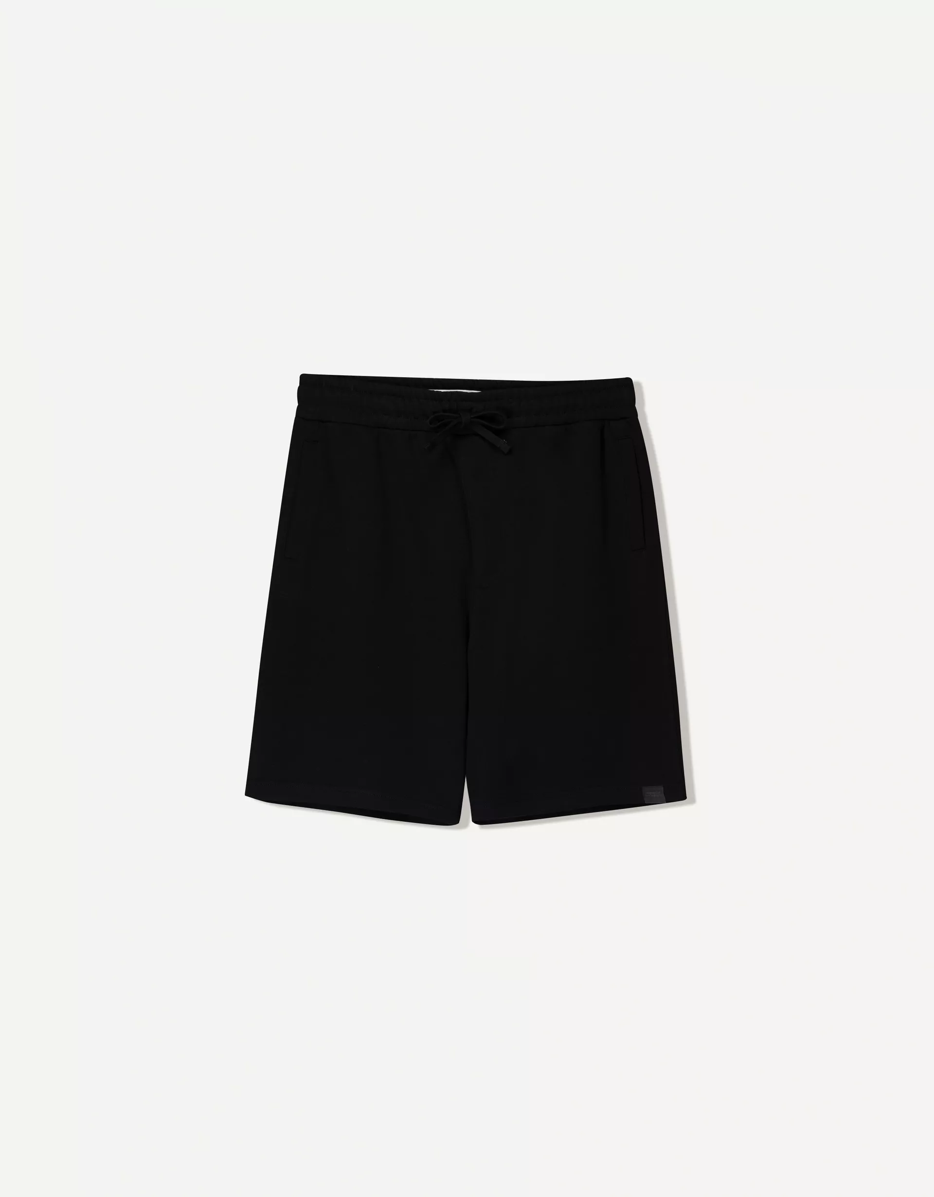 Bershka Fleece Bermuda Shorts — Black