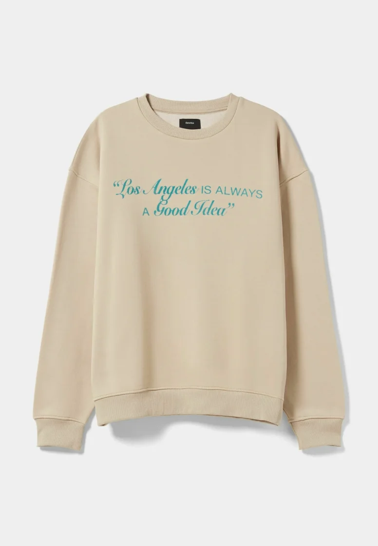 Bershka Camel Crew Sweatshirt — Camel