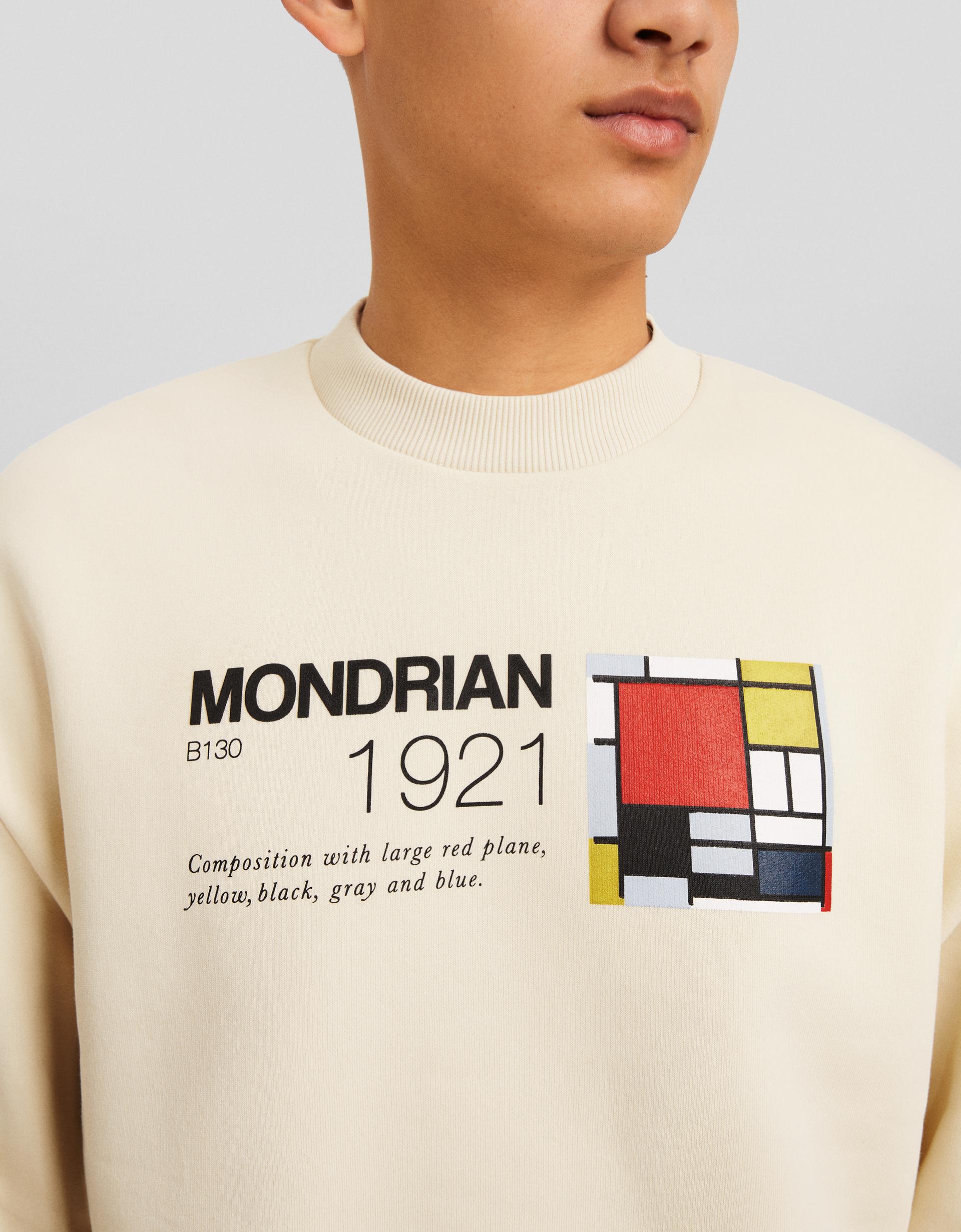 Bershka Piet Mondrian print sweatshirt — Ivory