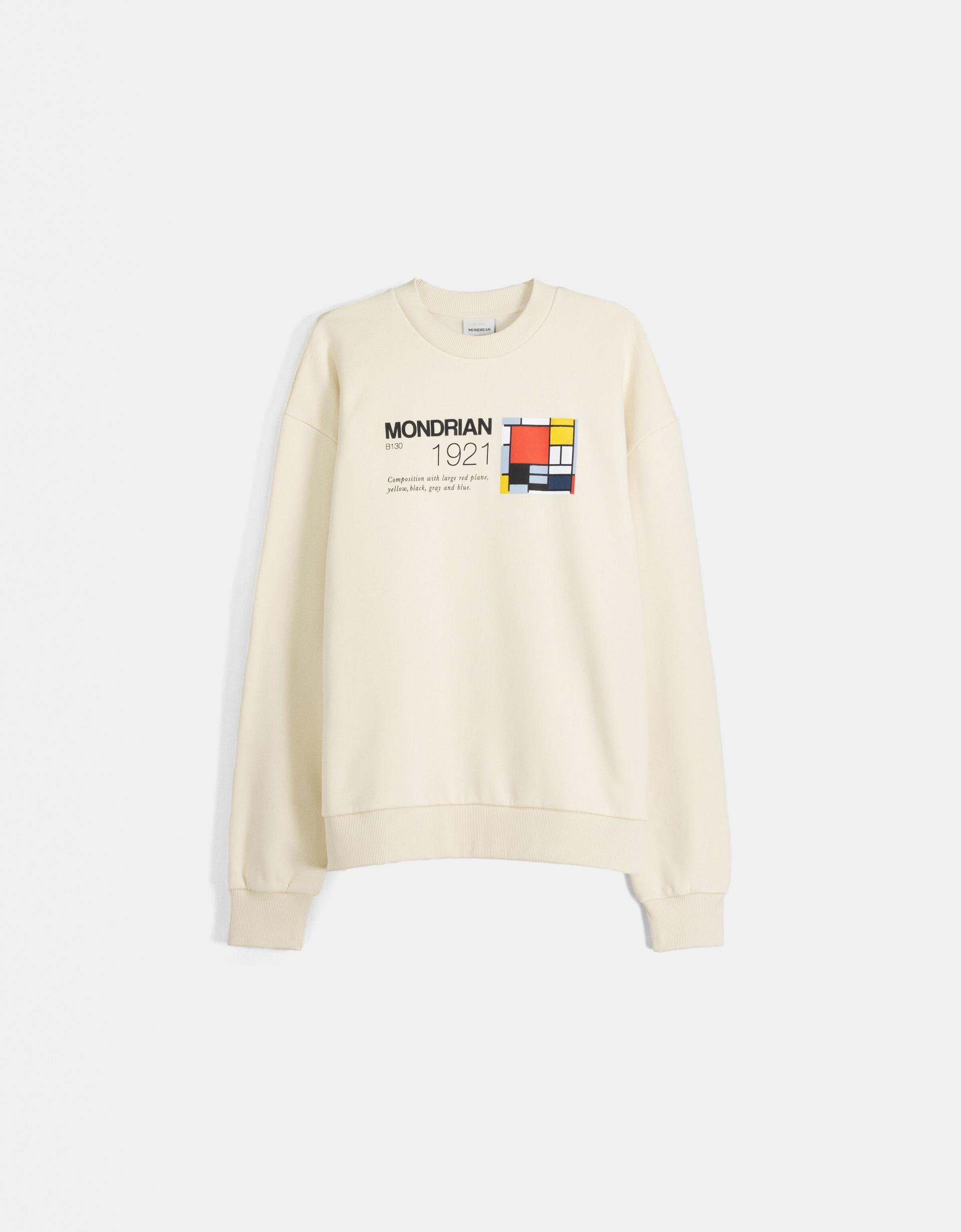 Bershka Piet Mondrian print sweatshirt — Ivory