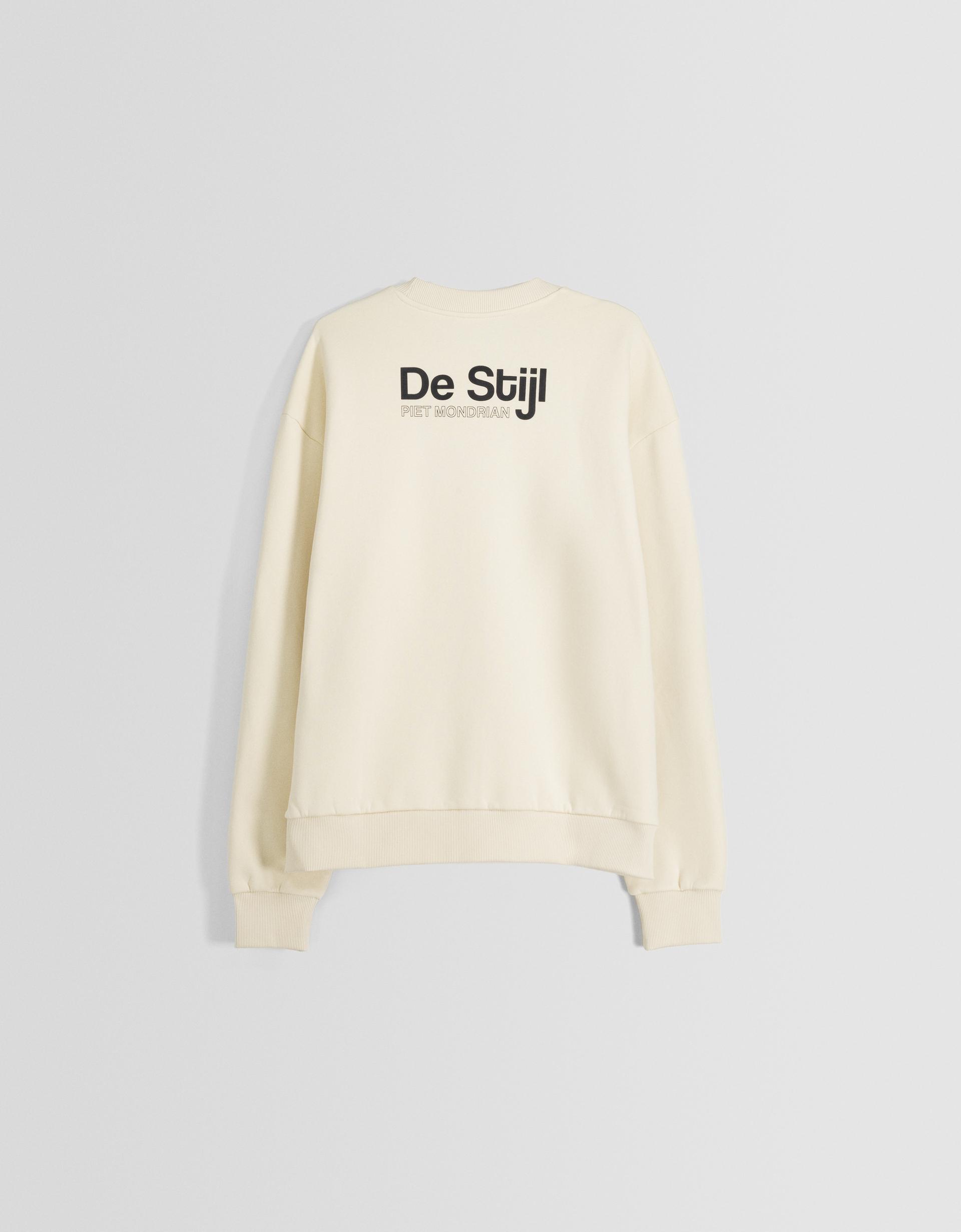 Bershka Piet Mondrian print sweatshirt — Ivory
