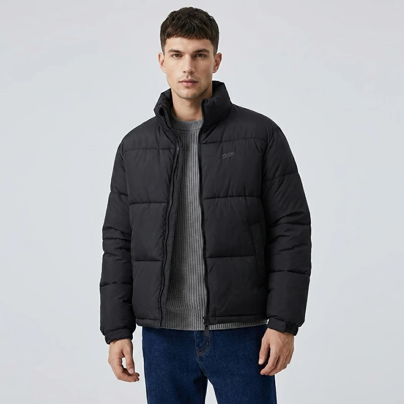 Pull&Bear Short Puffer Jacket — Black
