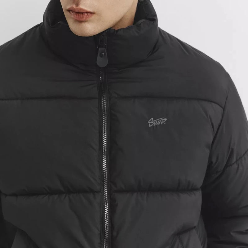 Pull&Bear Short Puffer Jacket — Black