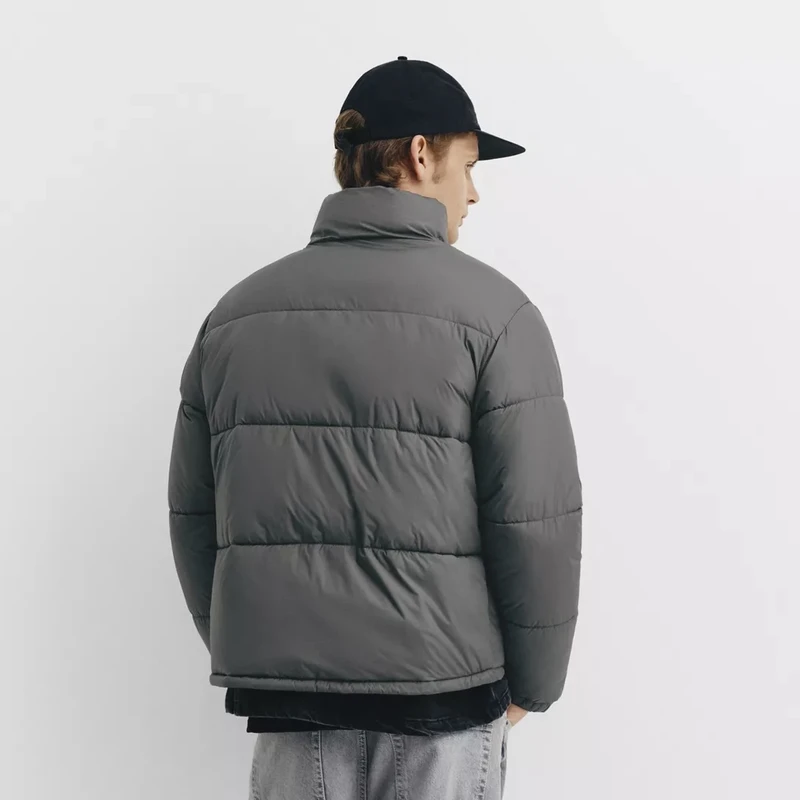 Pull&Bear Short Puffer Jacket — Grey