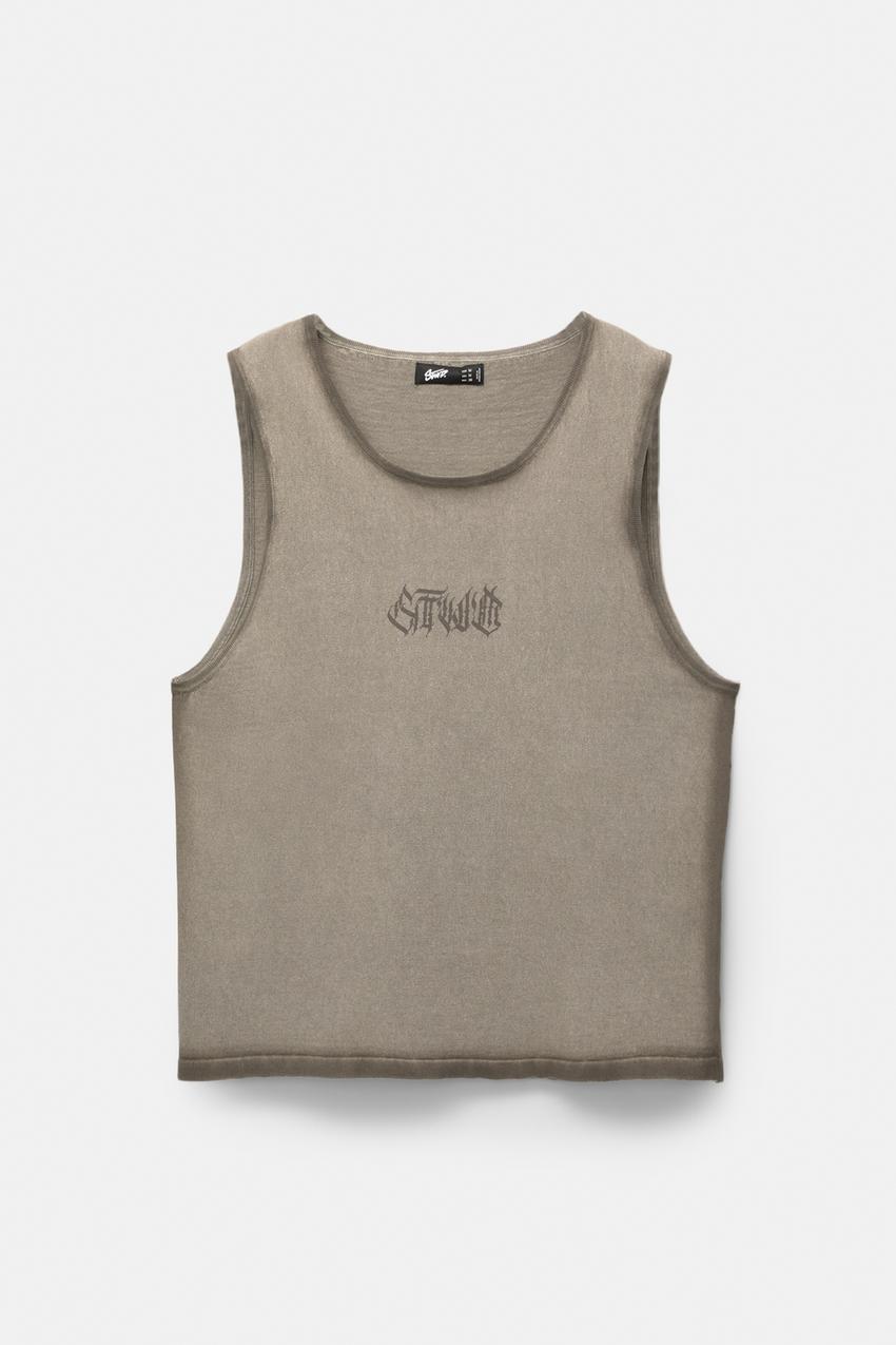 Pull&Bear Essential Ribbed Tank Top — Silver