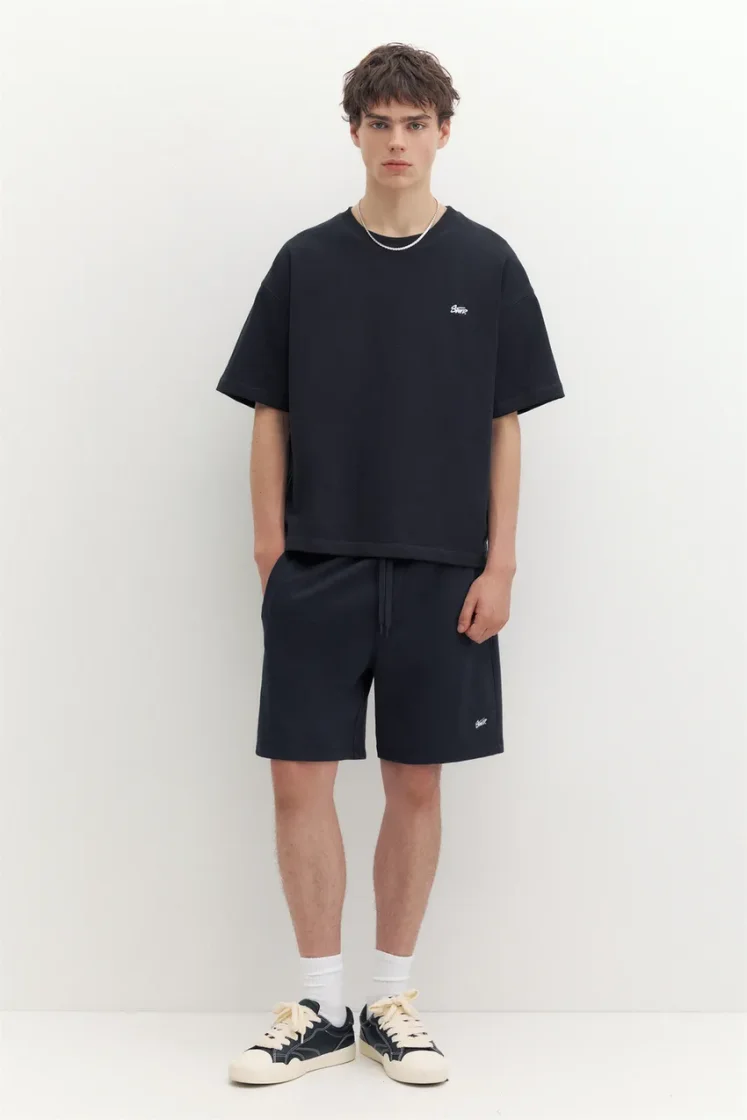 Pull&Bear STWD jogger Bermuda shorts — Black
