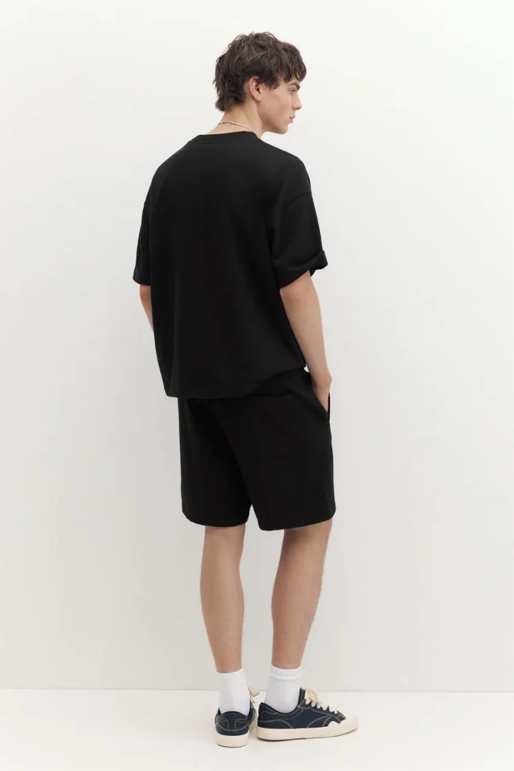 Pull&Bear STWD jogger Bermuda shorts — Black