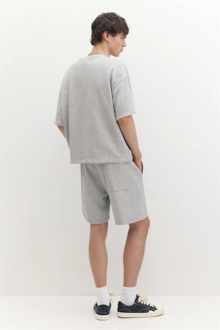 Pull&Bear STWD jogger Bermuda shorts — Light Grey
