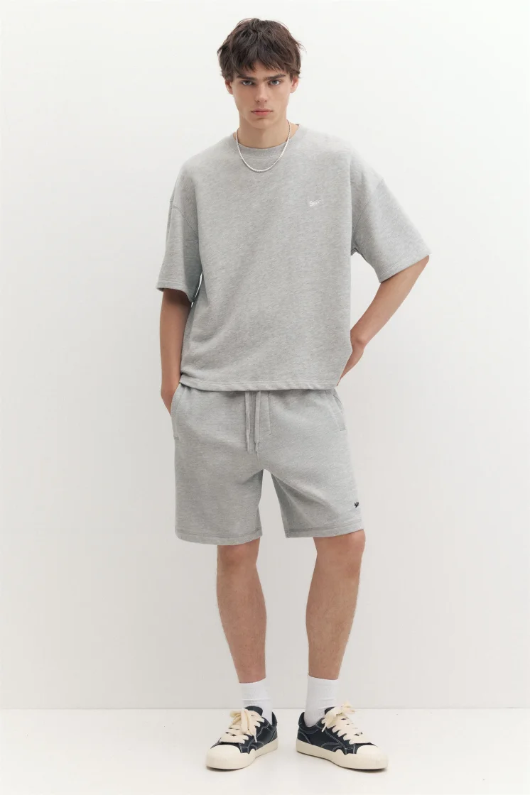 Pull&Bear STWD jogger Bermuda shorts — Light Grey