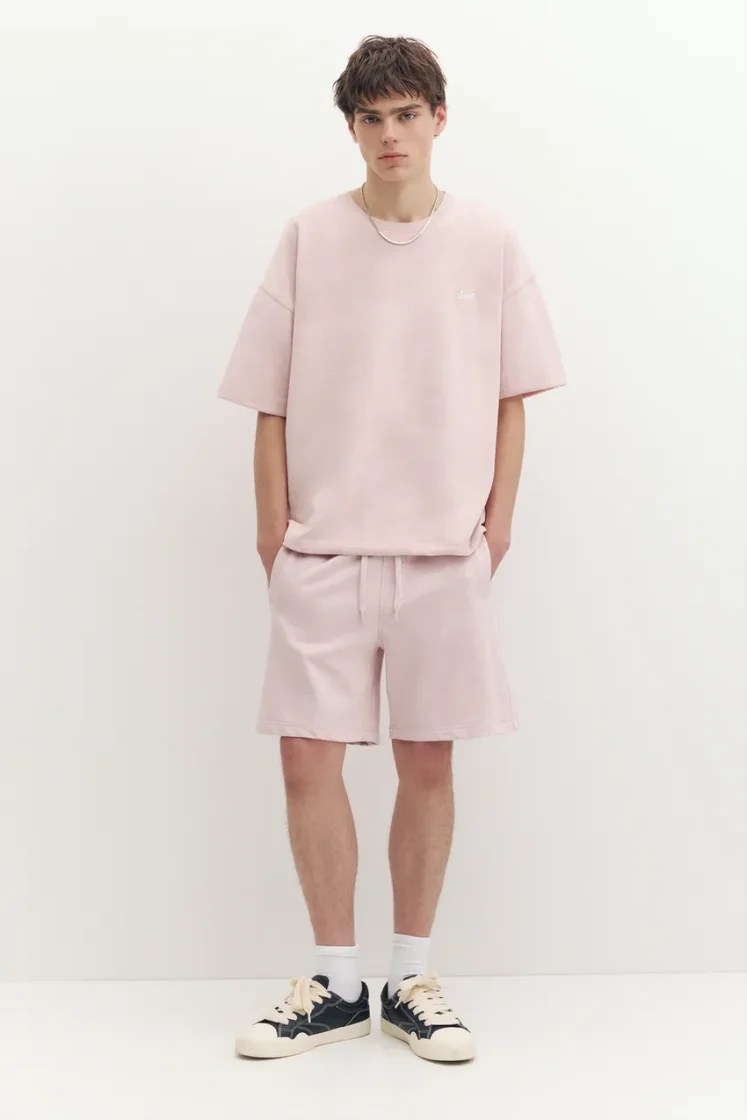 Pull&Bear STWD jogger Bermuda shorts — Light Pink