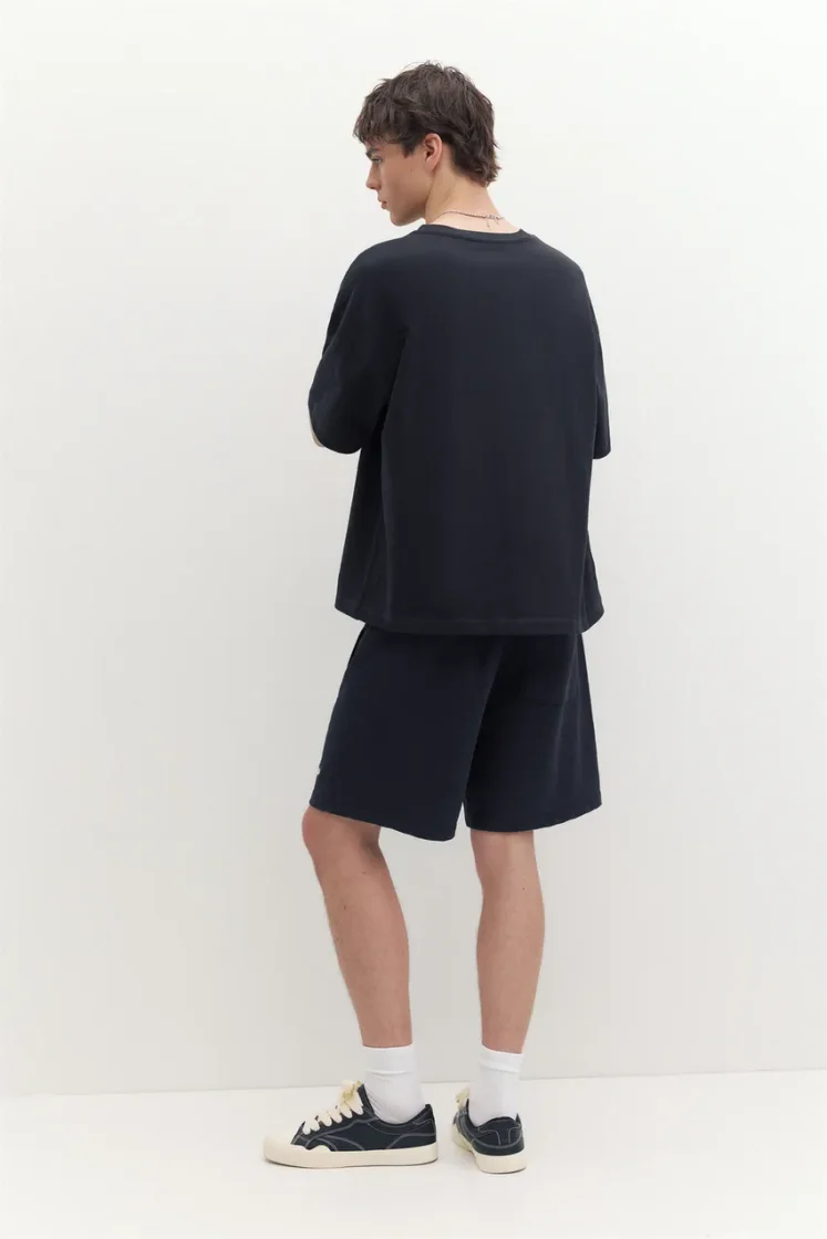 Pull&Bear STWD jogger Bermuda shorts — Navy