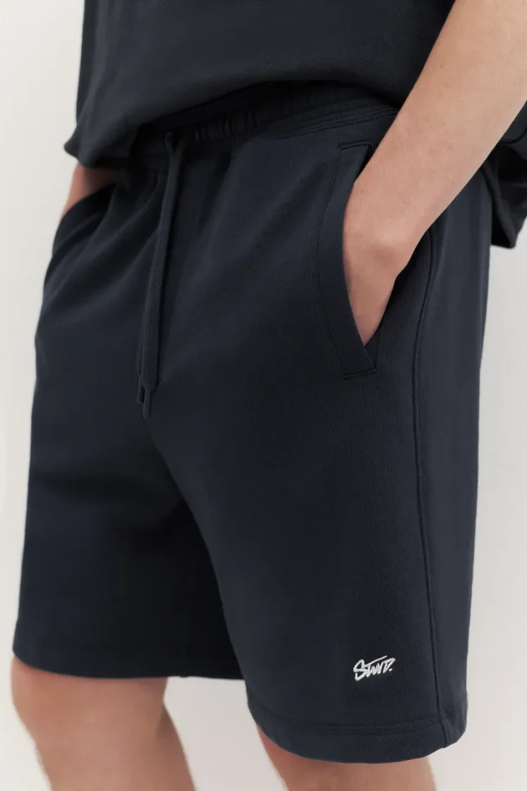 Pull&Bear STWD jogger Bermuda shorts — Navy