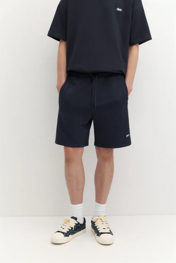 Pull&Bear STWD jogger Bermuda shorts — Navy