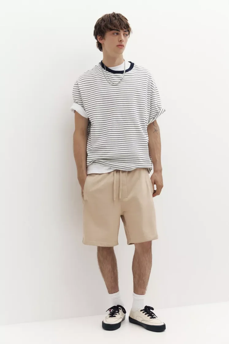 Pull&Bear STWD jogger Bermuda shorts — Sand