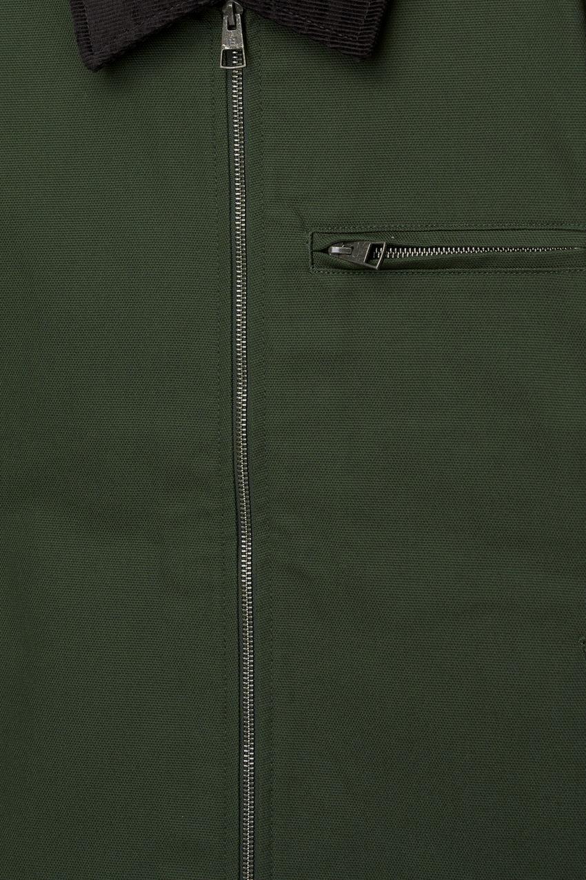 Velvet-Collar Cotton Jacket — Hunter