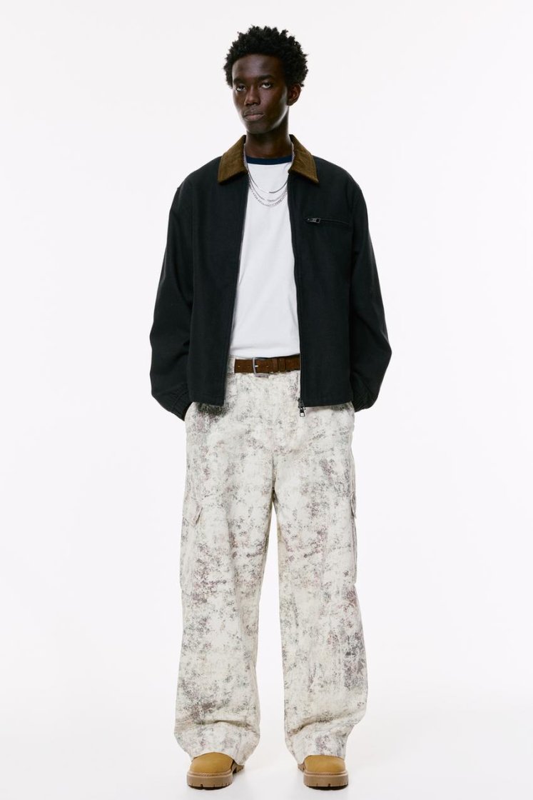 Velvet-Collar Cotton Jacket — black