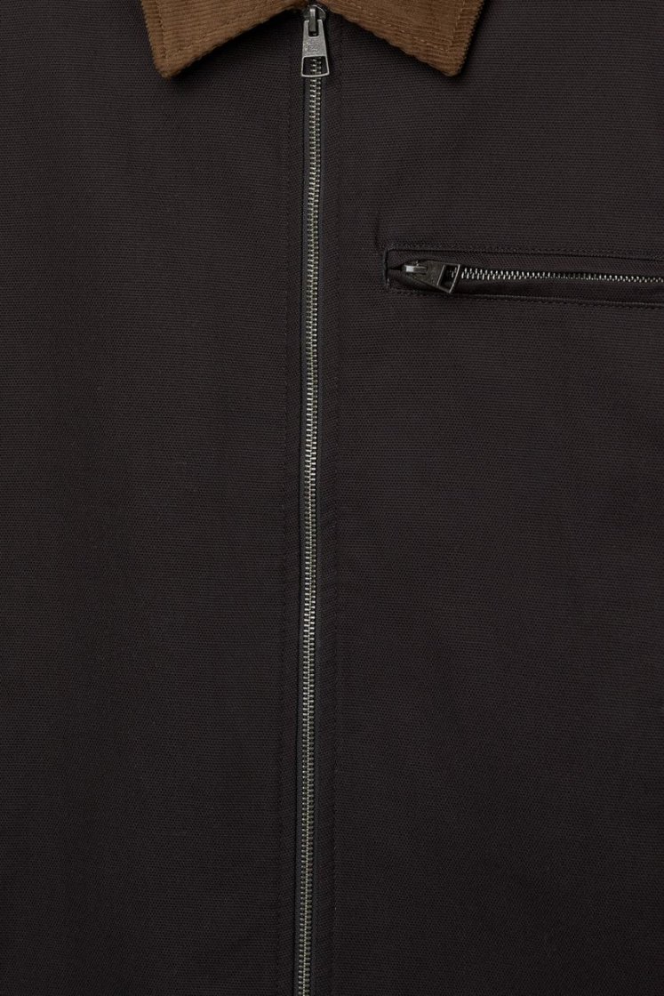 Velvet-Collar Cotton Jacket — black