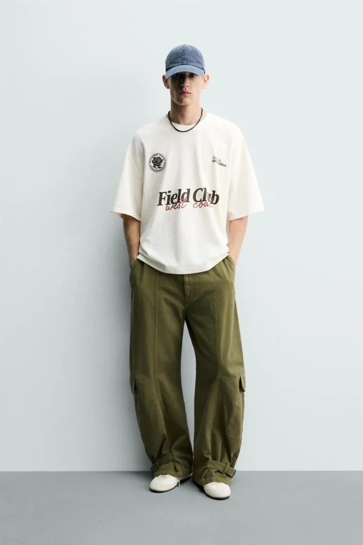 Zara Belted Ankle Cargo Pants — Olive