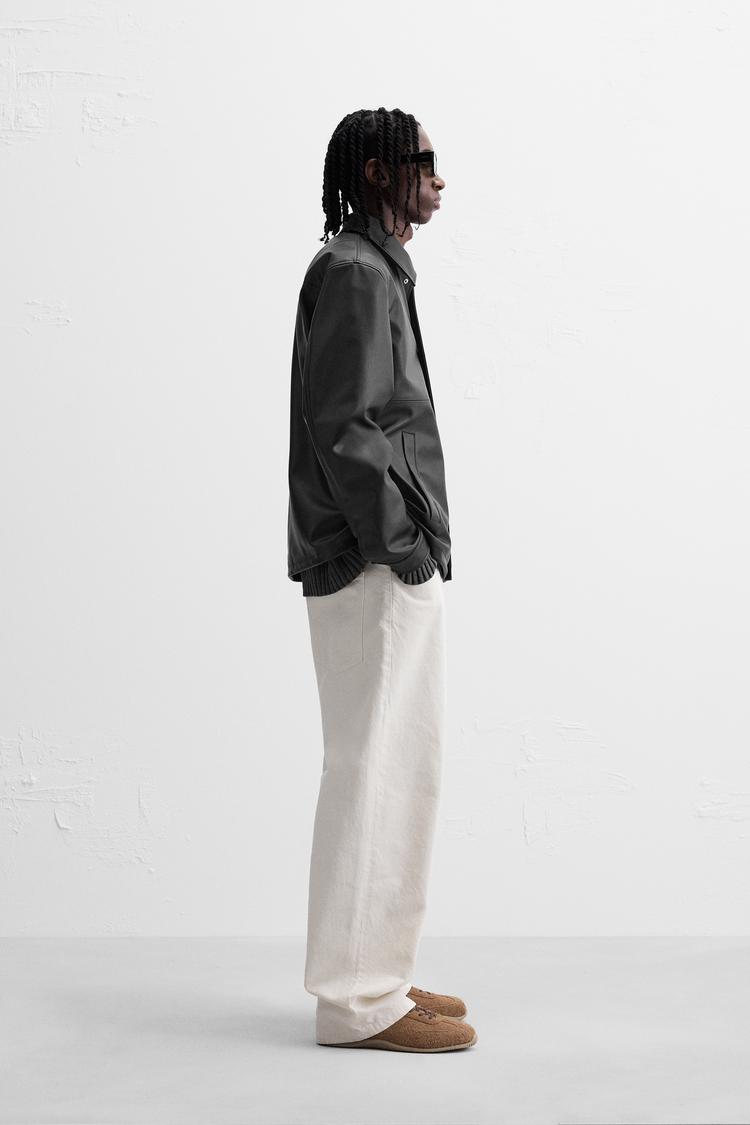 Zara Black Leather Biker Jacket — black