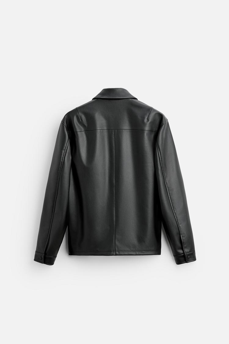 Zara Black Leather Biker Jacket — black