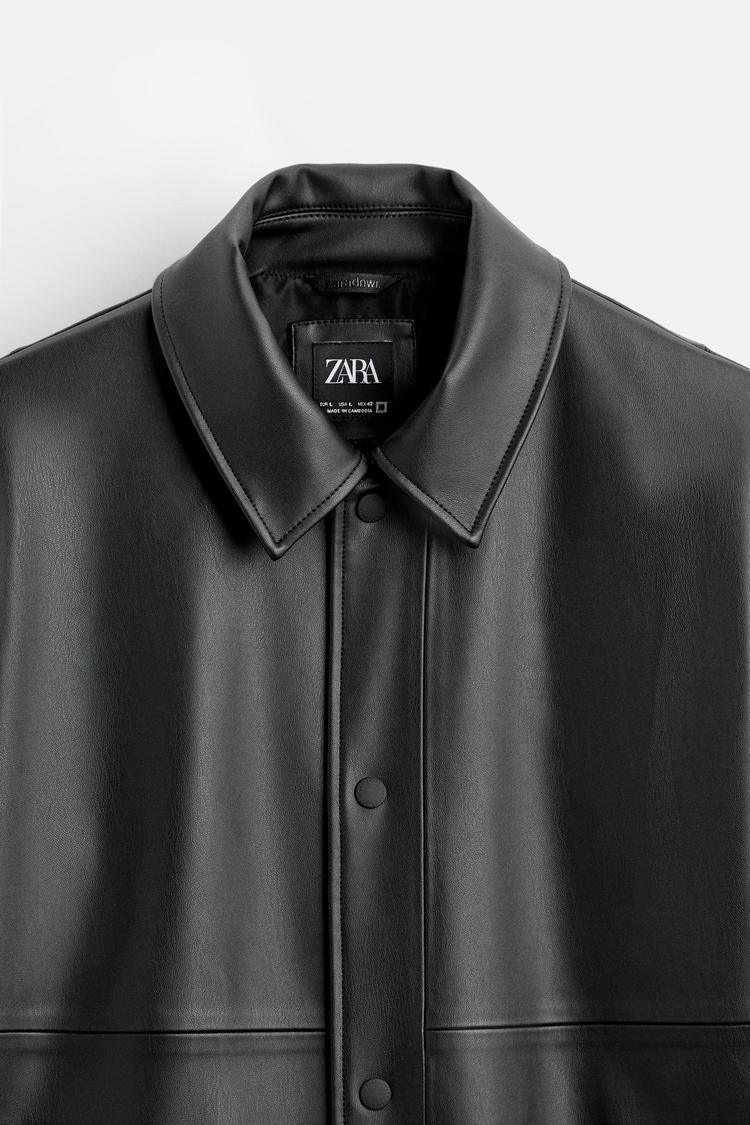 Zara Black Leather Biker Jacket — black