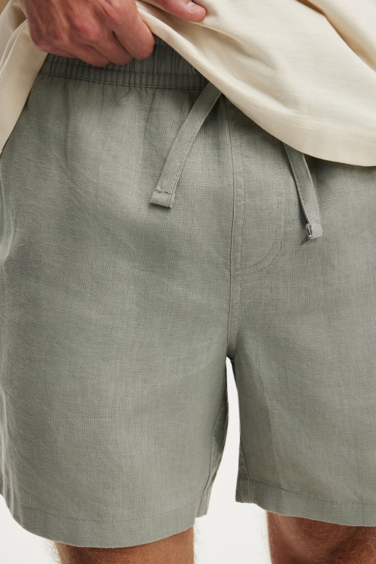 Zara Linen Easy Short — Kaki