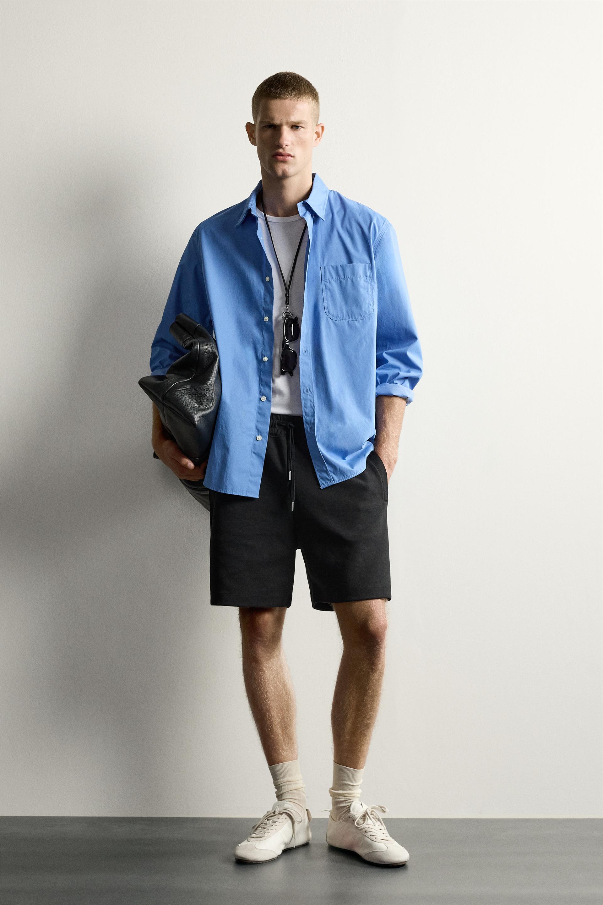 Zara SHORT DE JOGGING RELAXED FIT INTERLOCK — Noir