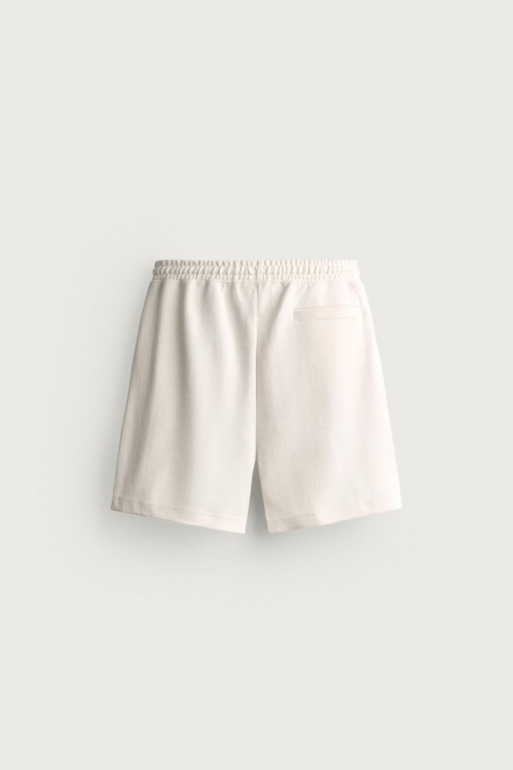 Zara SHORT DE JOGGING RELAXED FIT INTERLOCK — Blanc cassé