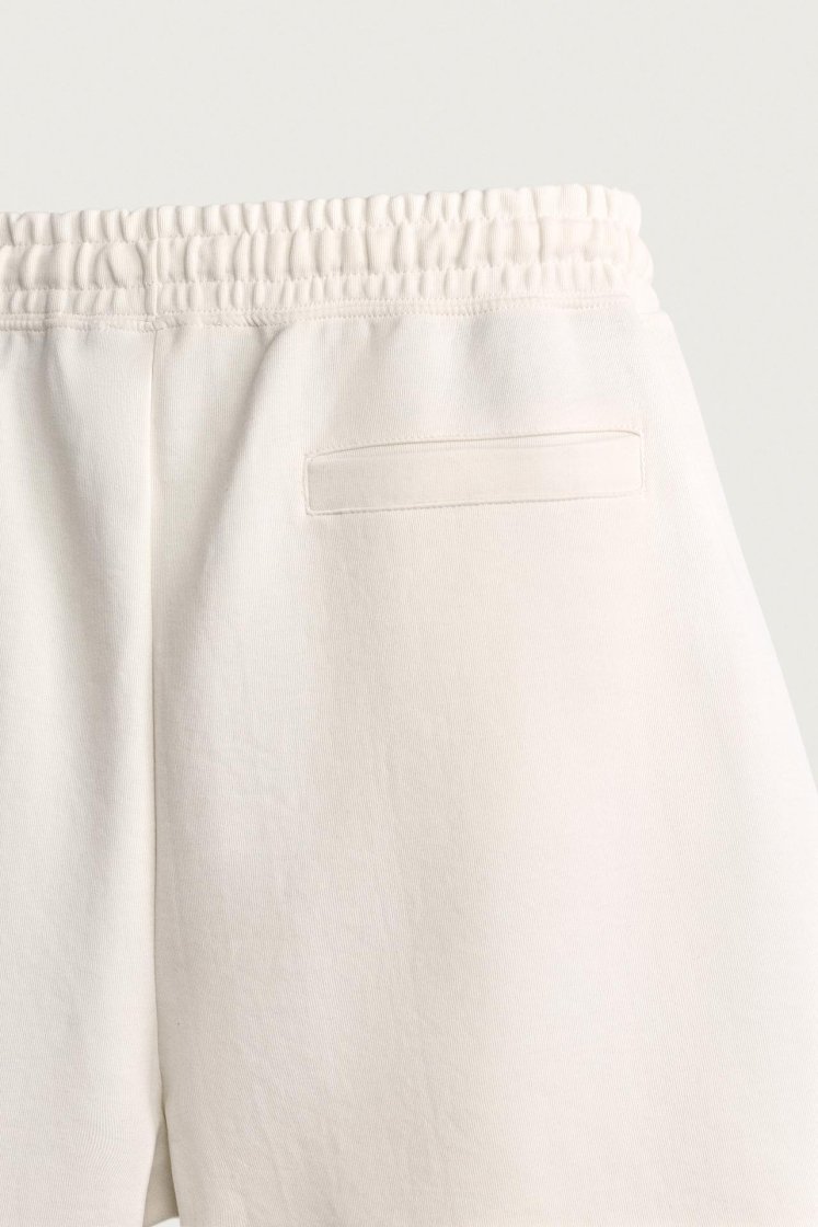 Zara SHORT DE JOGGING RELAXED FIT INTERLOCK — Blanc cassé