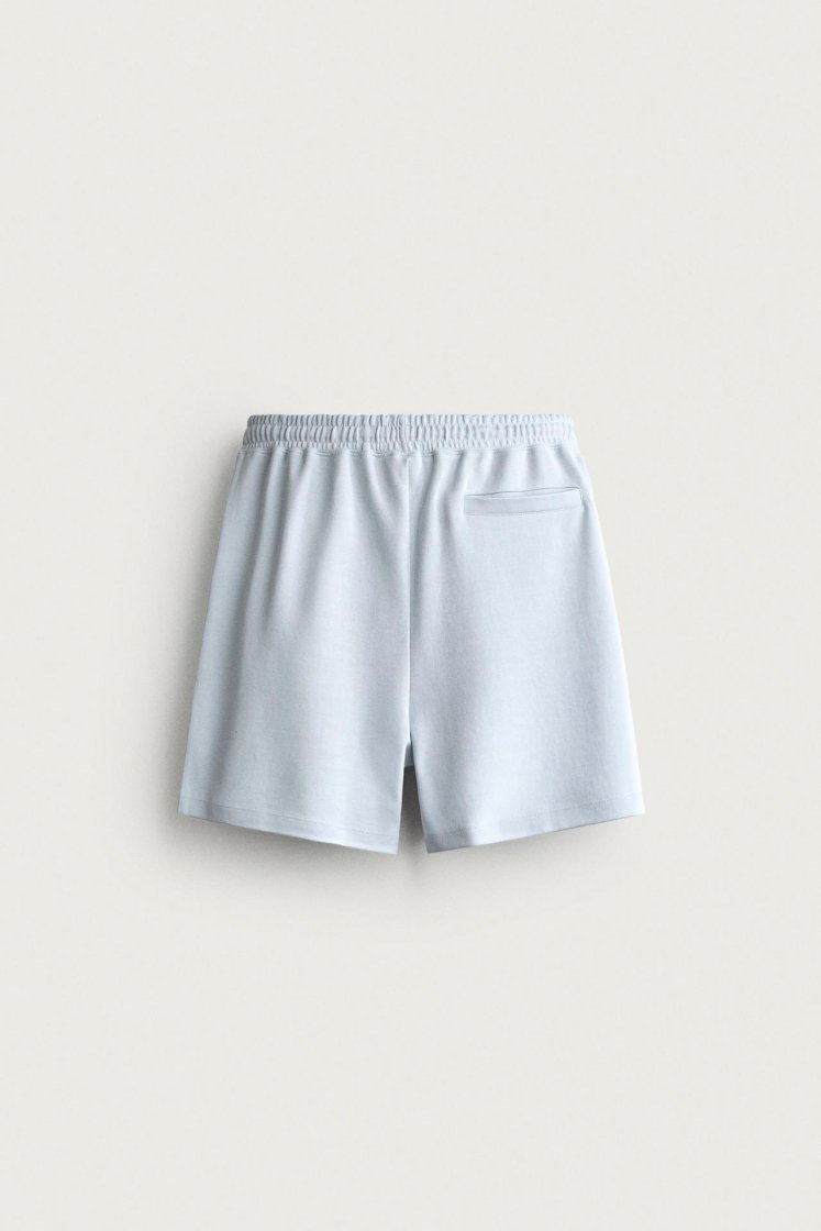 Zara SHORT DE JOGGING RELAXED FIT INTERLOCK — Bleu ciel
