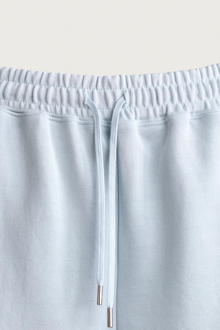 Zara SHORT DE JOGGING RELAXED FIT INTERLOCK — Bleu ciel
