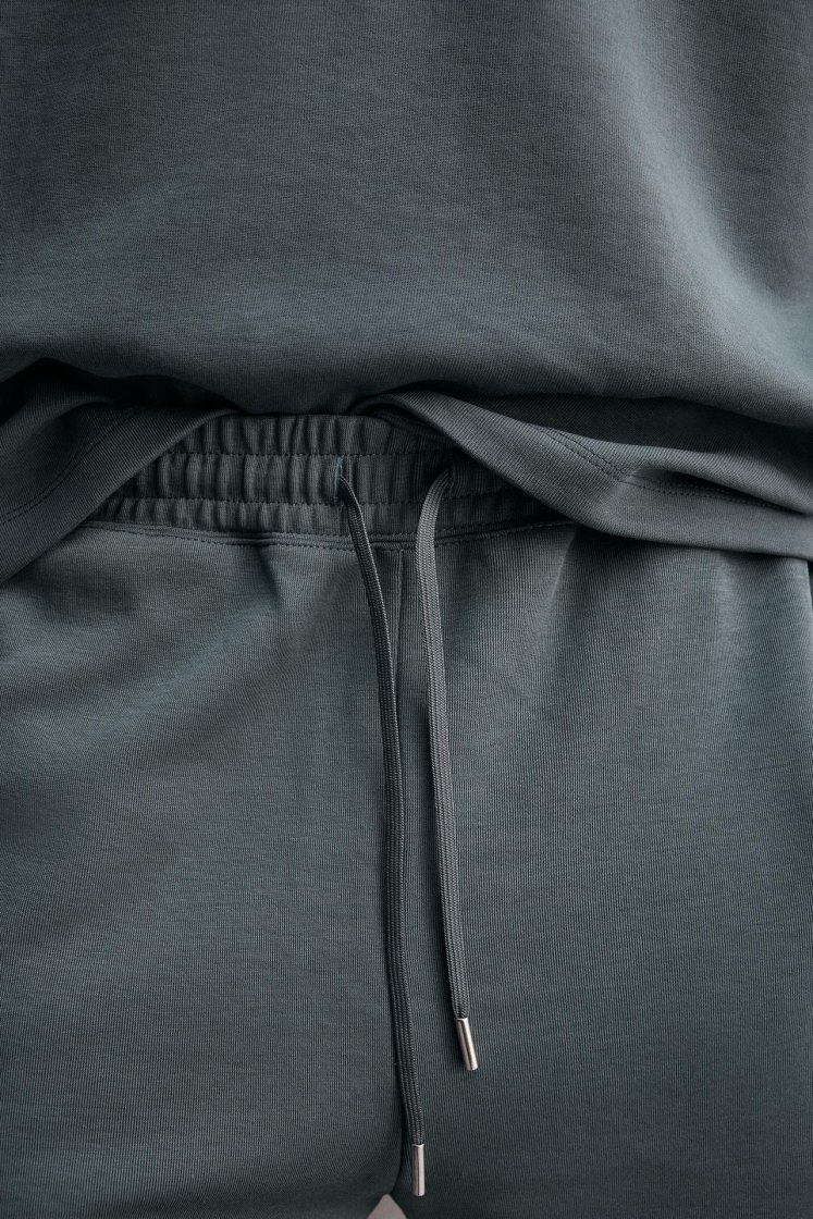 Zara SHORT DE JOGGING RELAXED FIT INTERLOCK — Bleu délavé