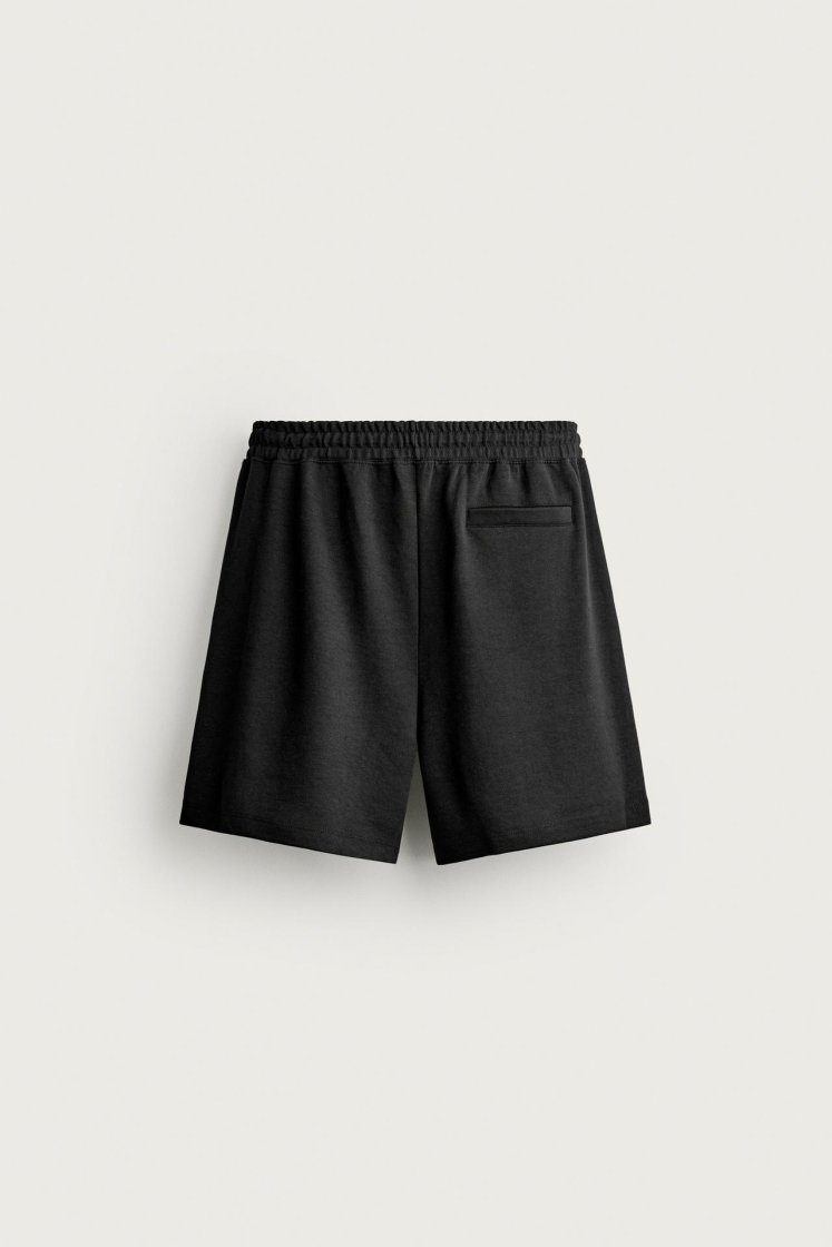 Zara SHORT DE JOGGING RELAXED FIT INTERLOCK — Noir