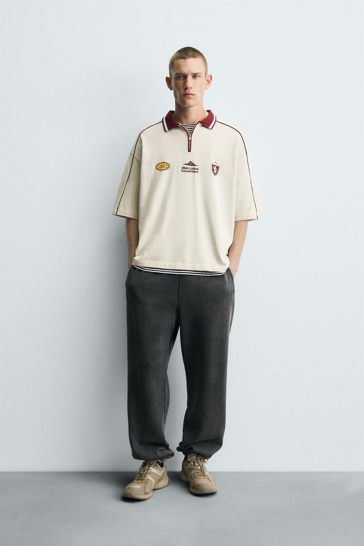 Zara Textured Knit Polo — ecru