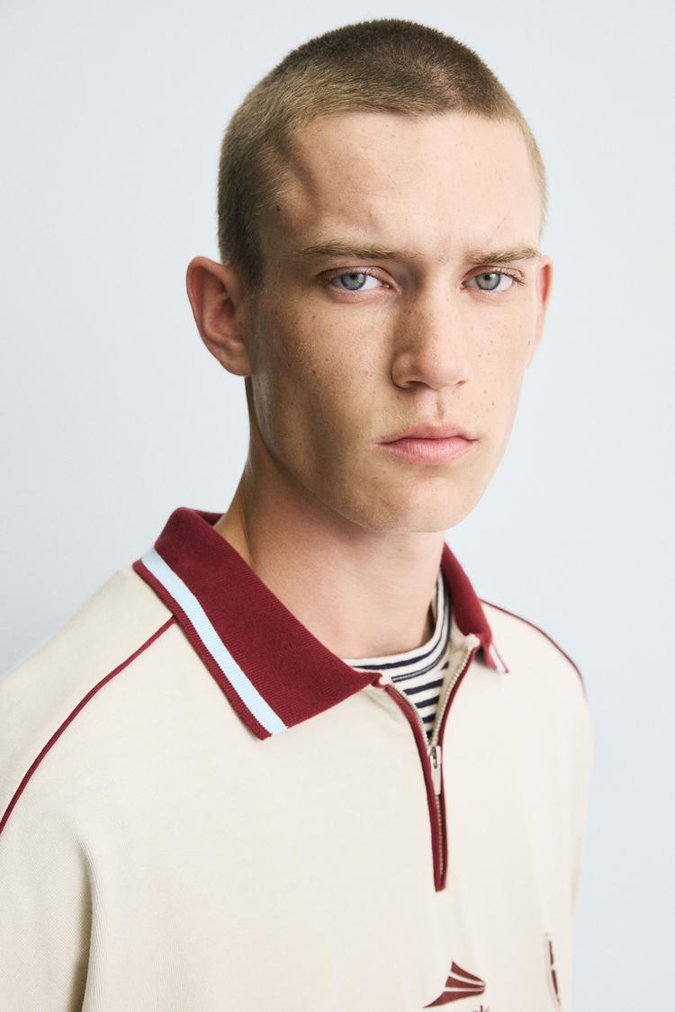 Zara Textured Knit Polo — ecru