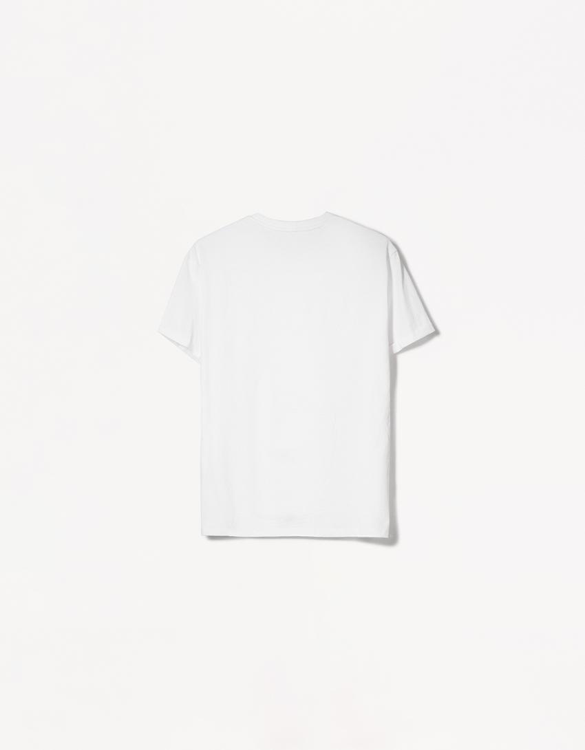 Bershka Essential Cotton Crew Tee — white
