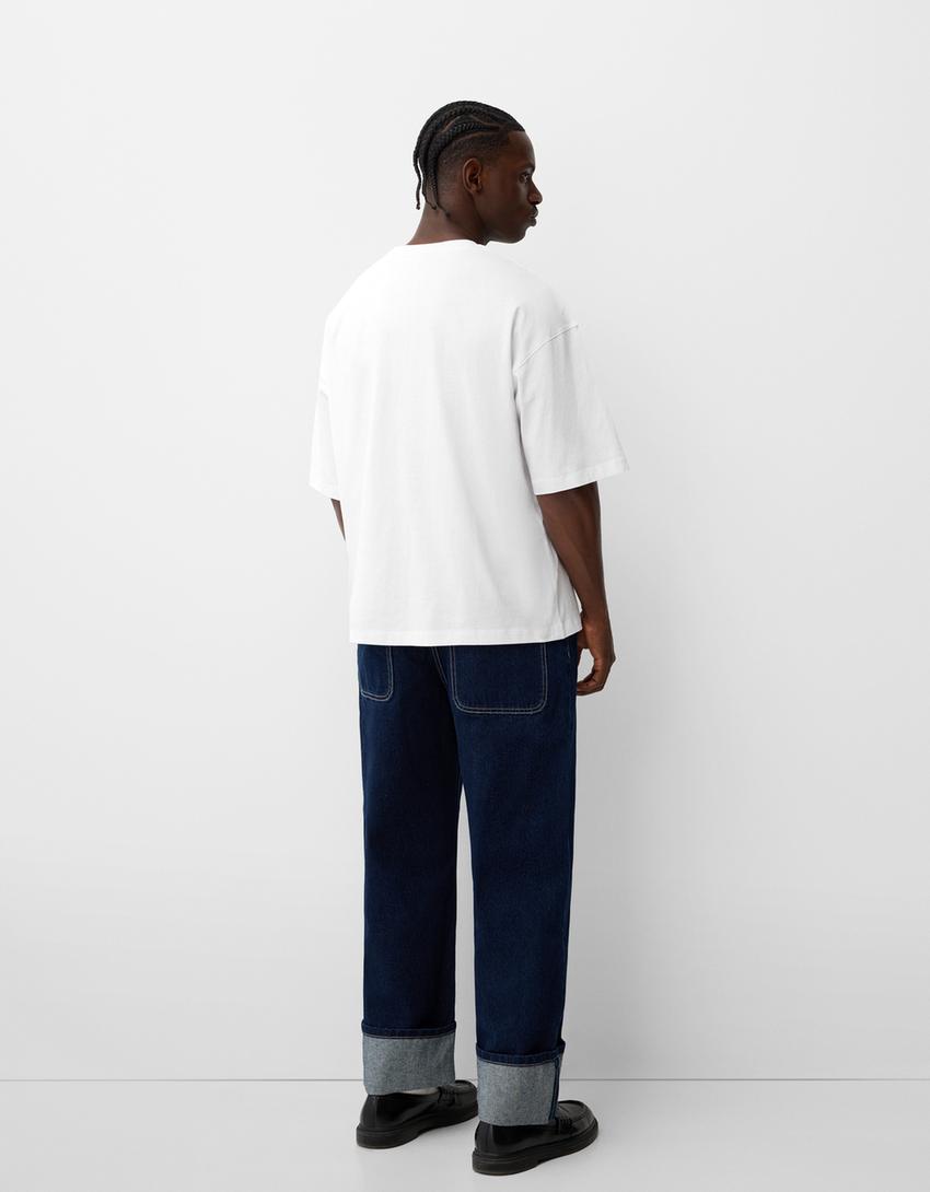 Bershka Oversized Cotton Tee — White