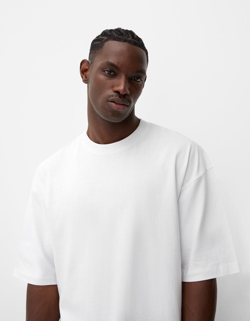 Bershka Oversized Cotton Tee — White